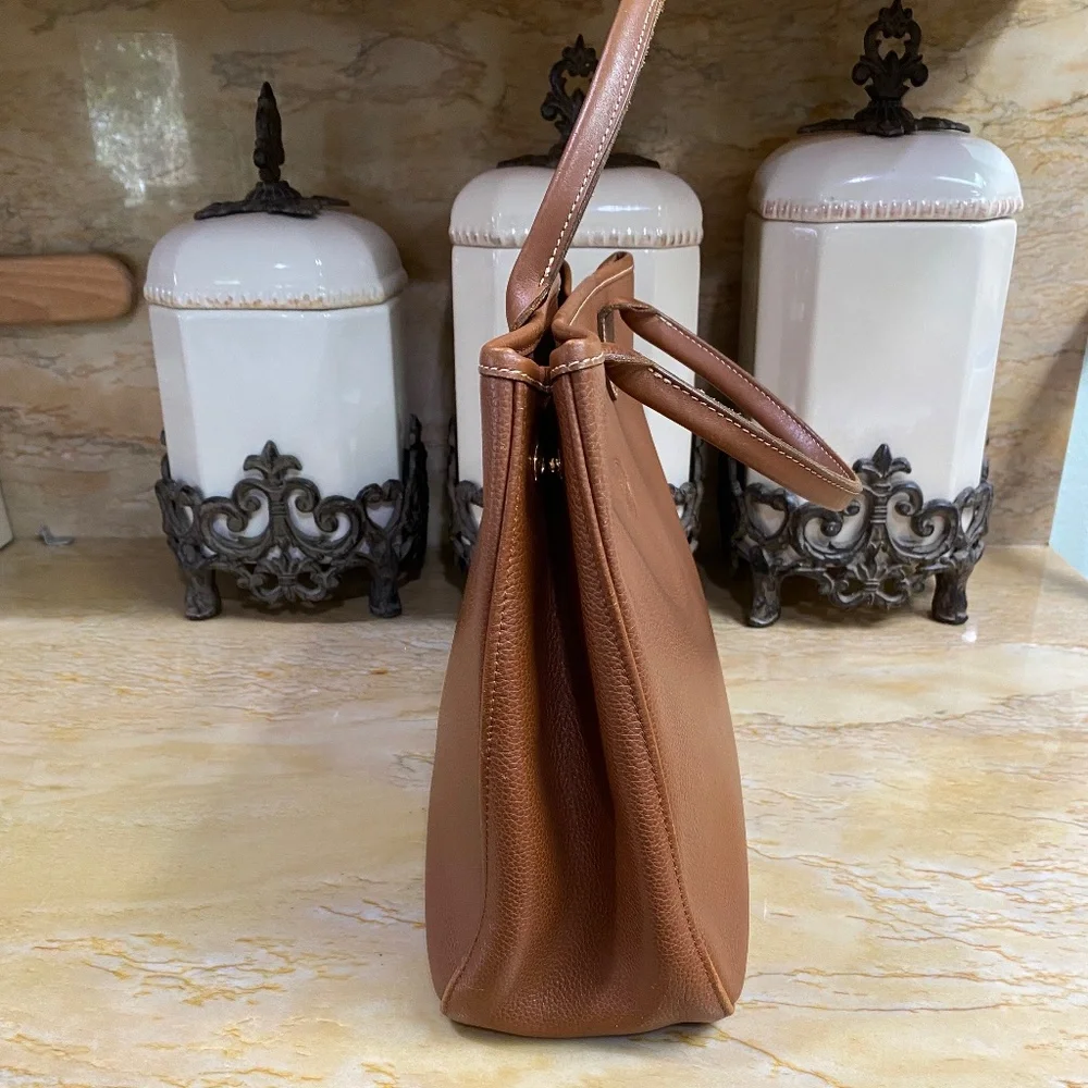 Longchamp Cognac Leather Tote with Top Handles - Picture 2 of 13